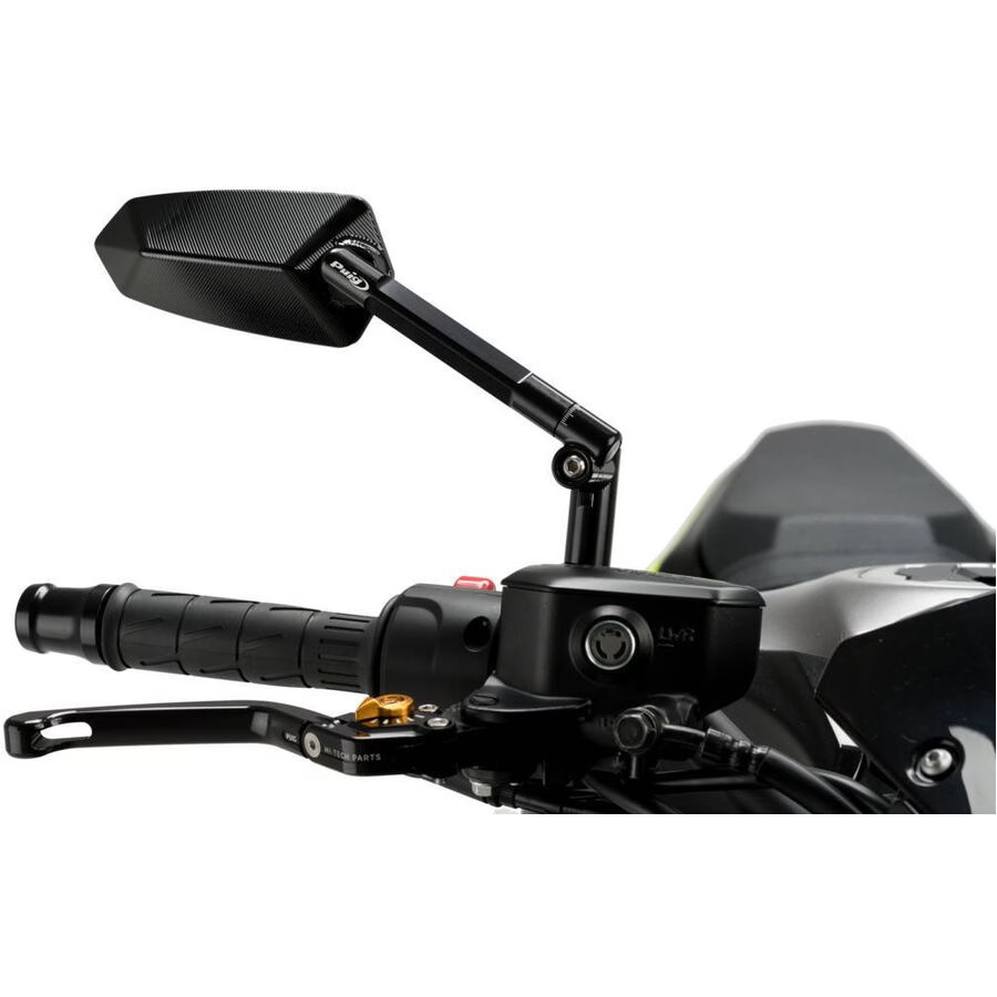 Puig F1.1 Mirror - Black/Black, Right/M10x1.25 With M8 Adapters 017NN