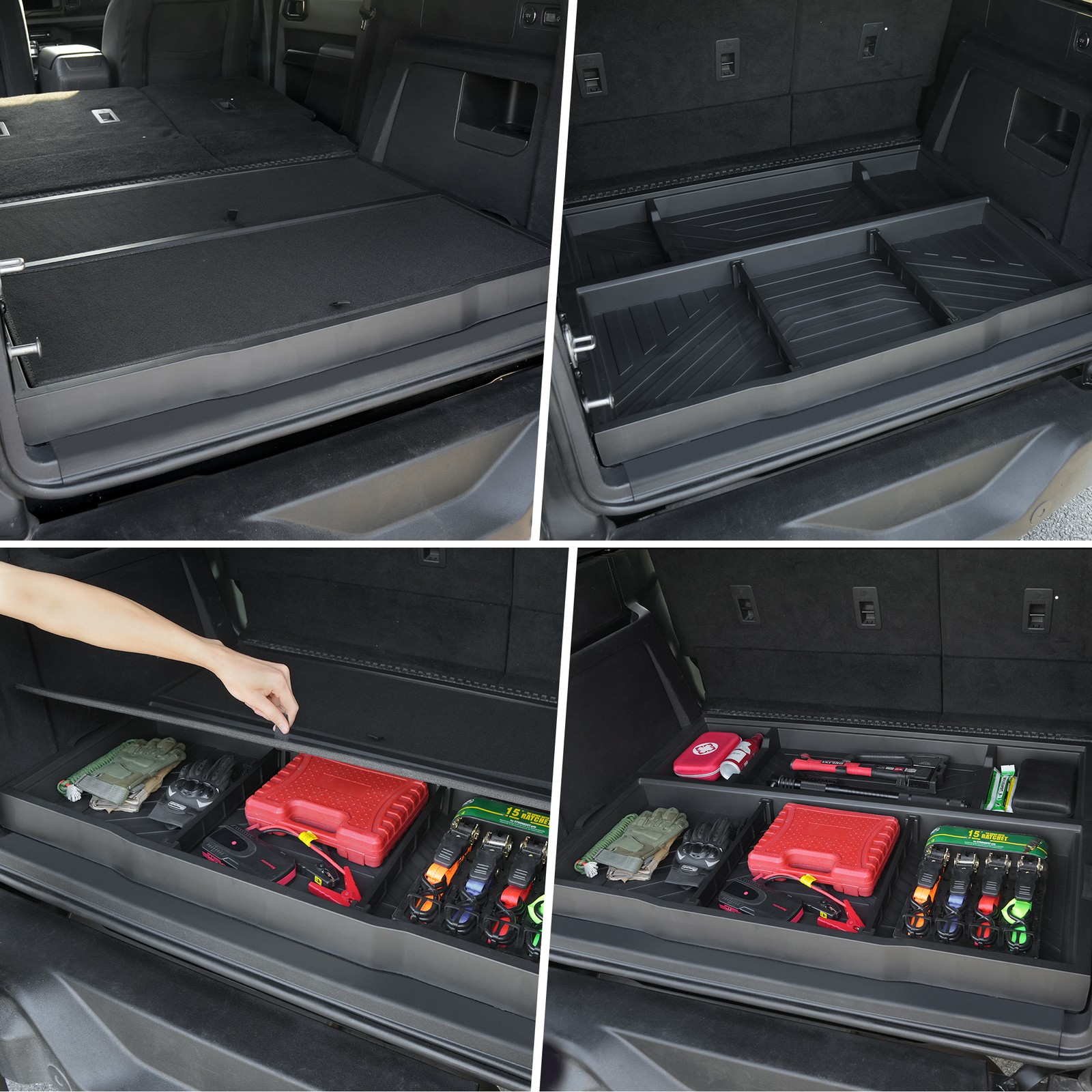 Rear Hidden Storage Box Trunk Organizer Custom For Ford Bronco 2021-2025 4 Doors Rear Hidden Storage Box Trunk Organizer Custom For Ford Bronco 2021-2025 4 Doors