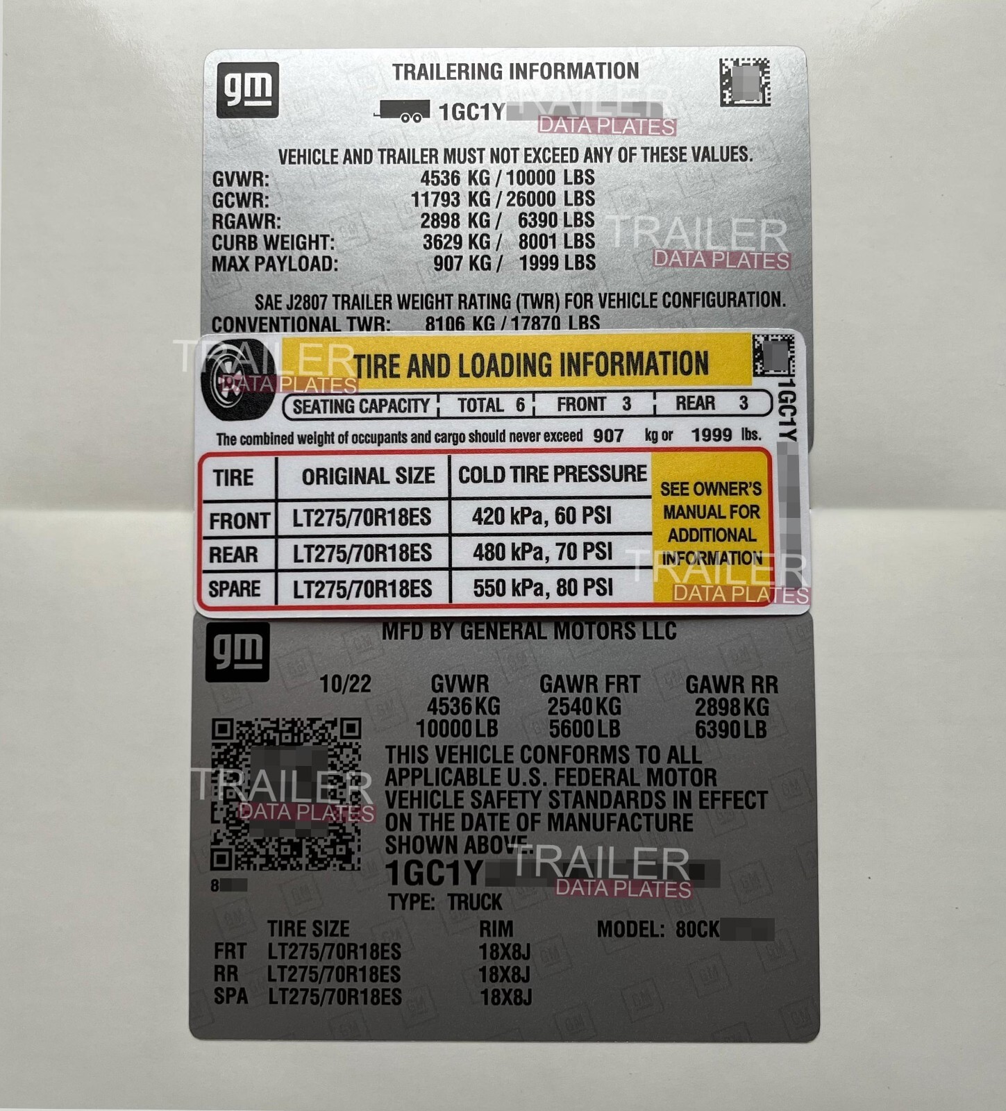GM Door Jamb Data Decal Permanent Sticker ID Tag USA Custom SILVER