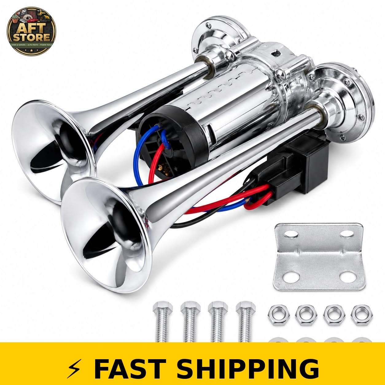 YAFAOCE 600DB Train Horn Kit with Compressor for 12V Vehicles, Silver