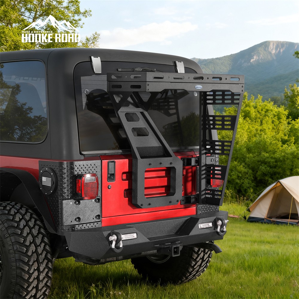 Fit Jeep Wrangler TJ 97-06 Tailgate Basket Rear Spare Tire Cargo Rack w/ Hinge