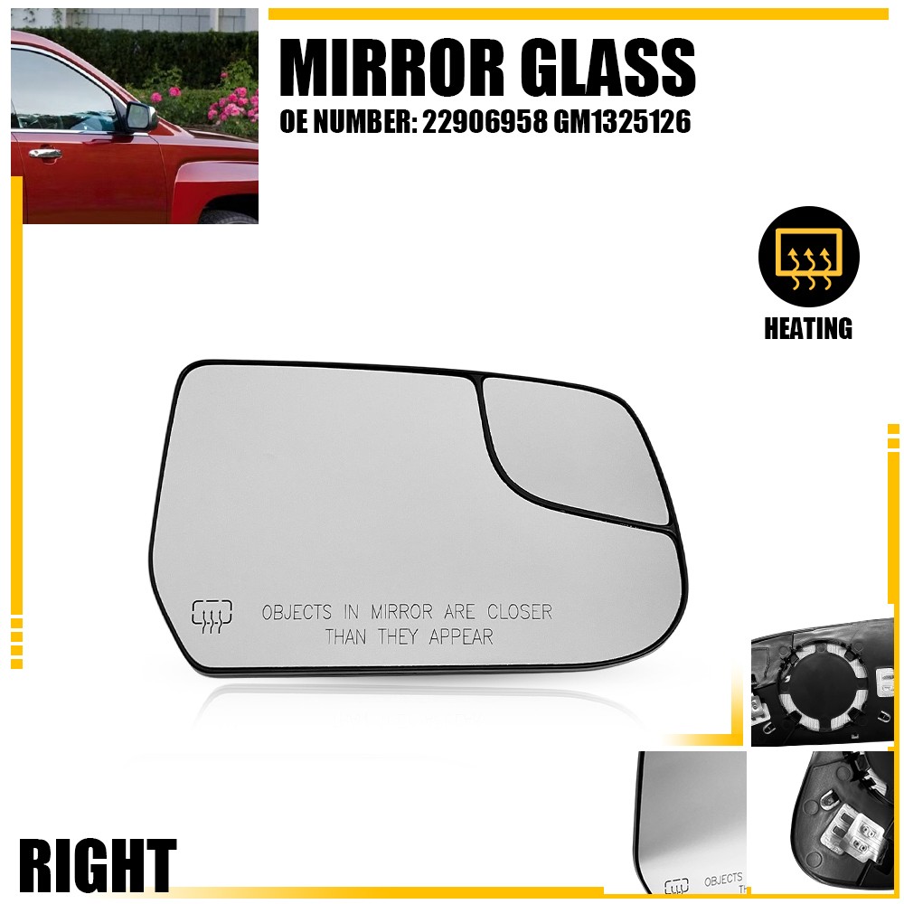Mirror Glass Heated for 2010-2017 Chevrolet Equinox GMC Terrain Passenger Side