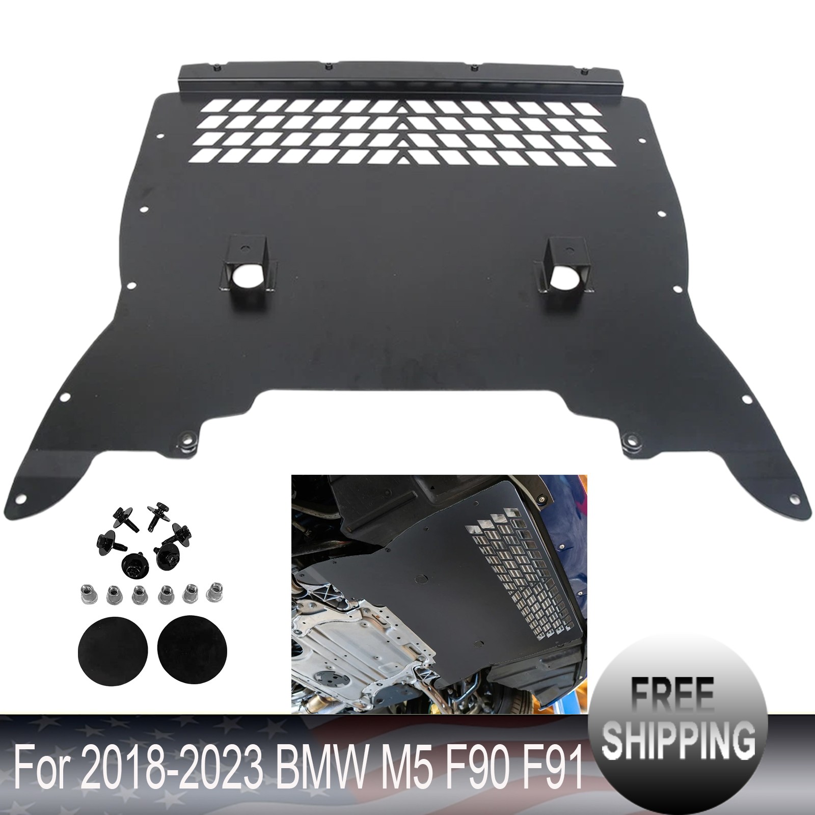 Oil Cooler Skid Plate Underhood Shield For 2018-2023 BMW M5 F90 F91 F92 KD4094BK