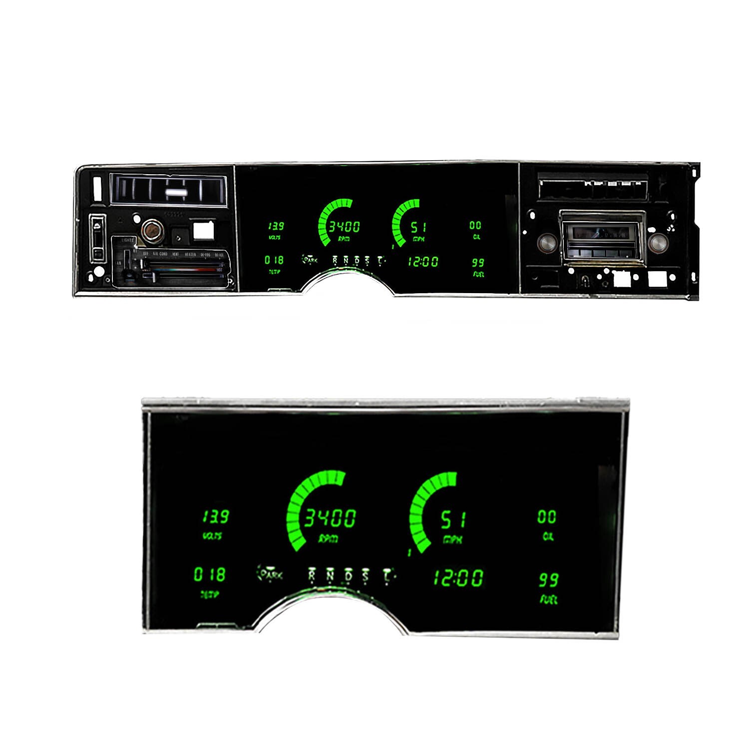 1974-1976 OLDSMOBILE DELTA 88 Digital Gauge Panel Green LED's DP1907G USA Made