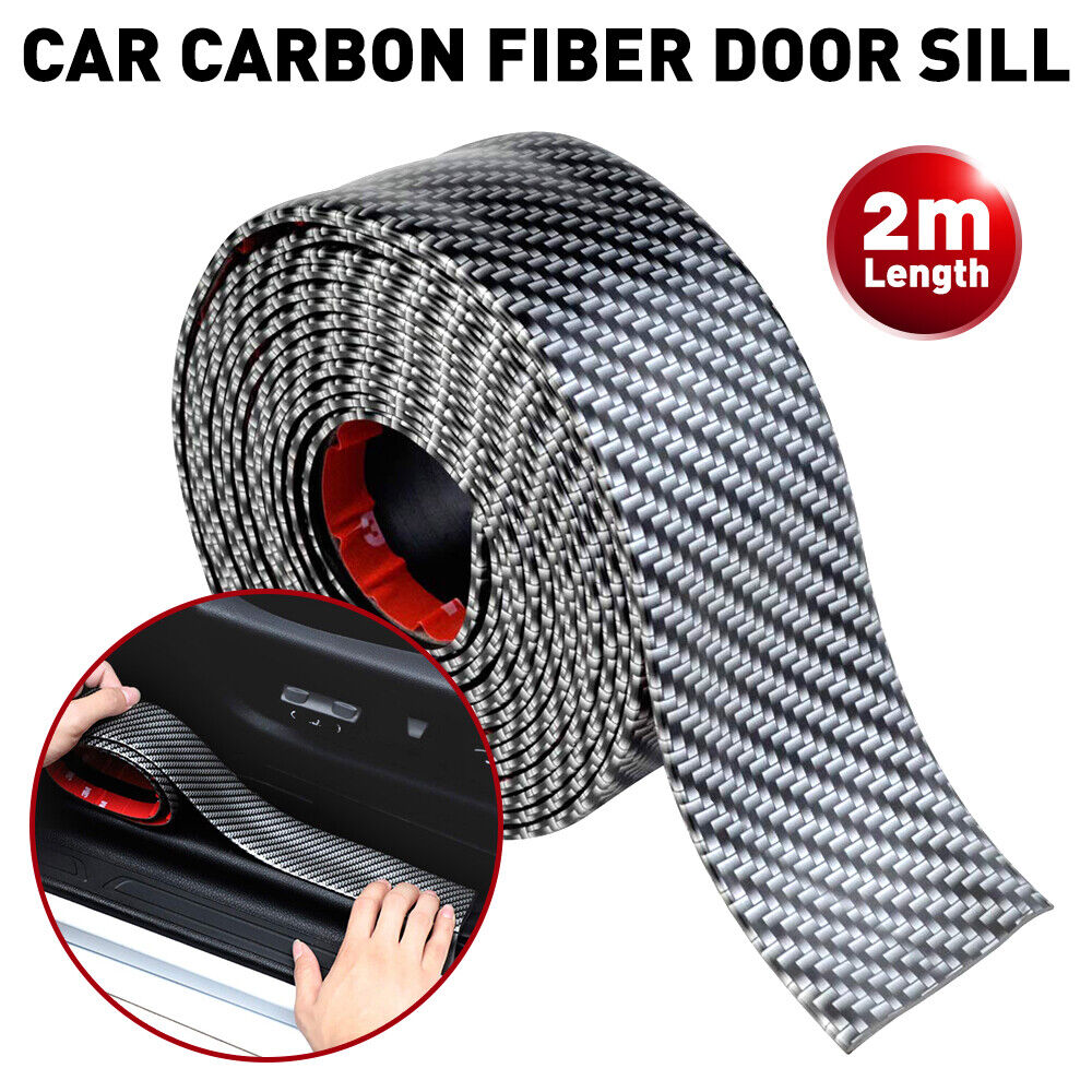 Accessories Carbon Fiber Car Door Plate Sill Scuff Cover Anti Scratch Sticker 2M
