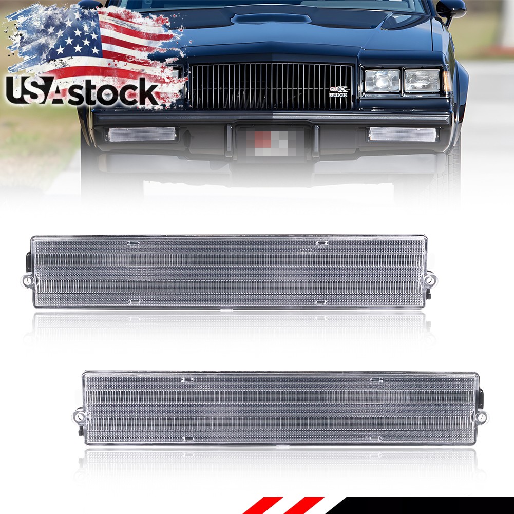 2X Clear Lens Front Bumper Parking Turn Signal Lights For 1980-1987 Buick Regal
