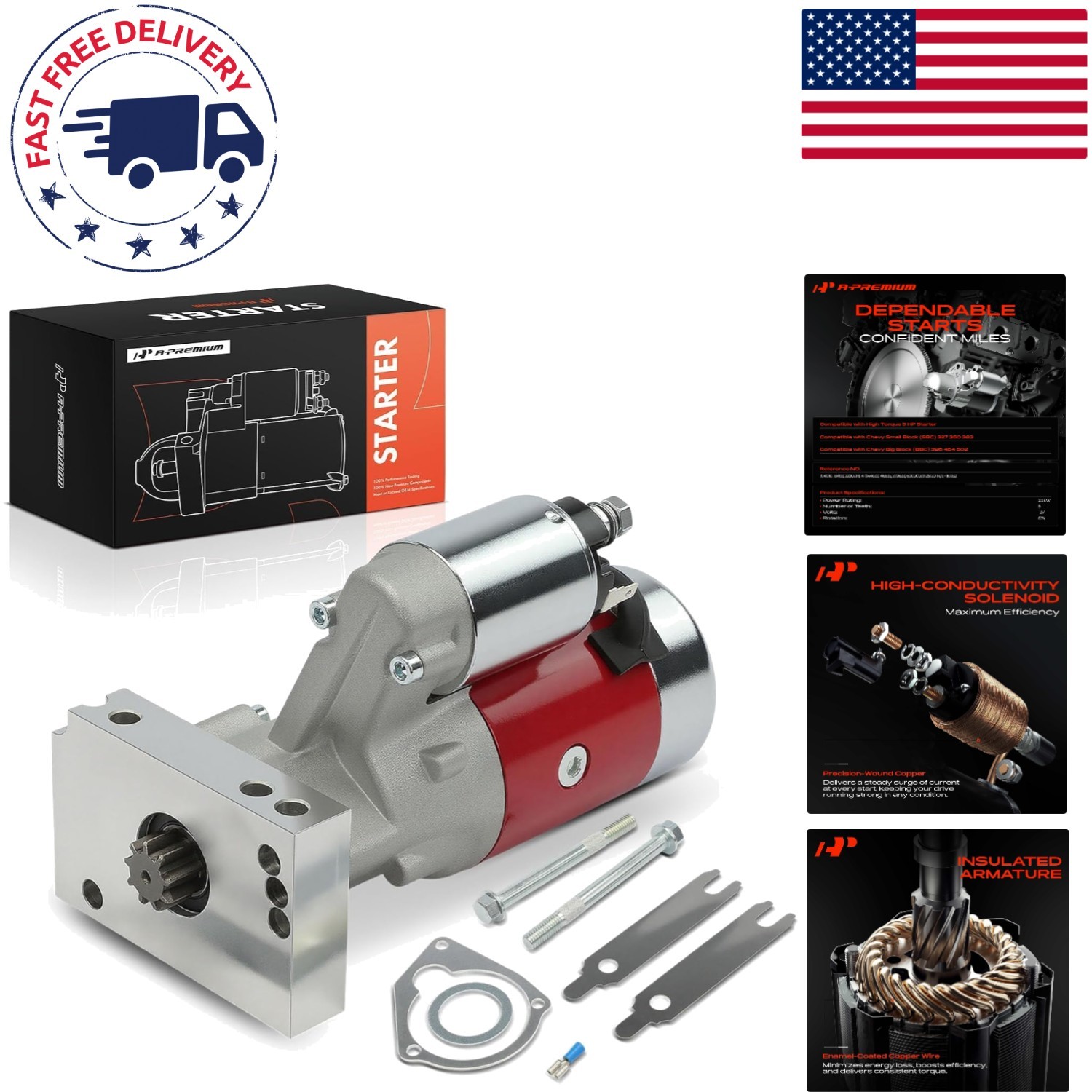Durable 12V 2.5KW Starter Motor with 9 Teeth for Chevy Small and Big Blocks