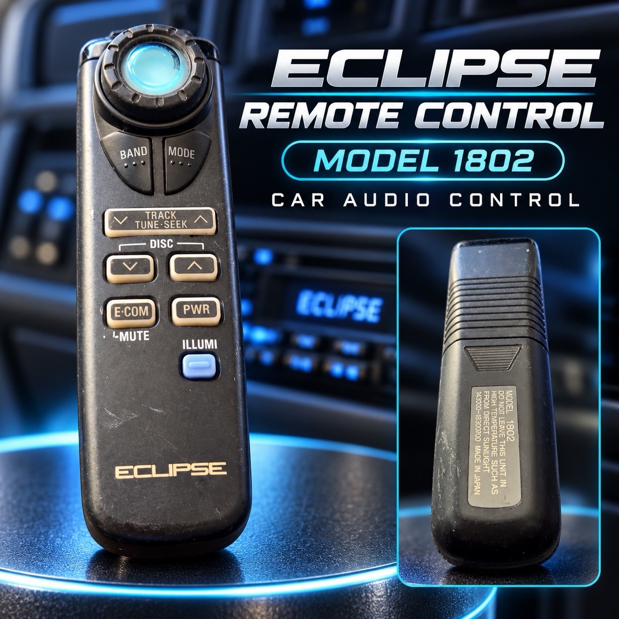 Rare Vintage Eclipse Fujitsu Ten Car Audio Remote Control Model 1802 Stereo