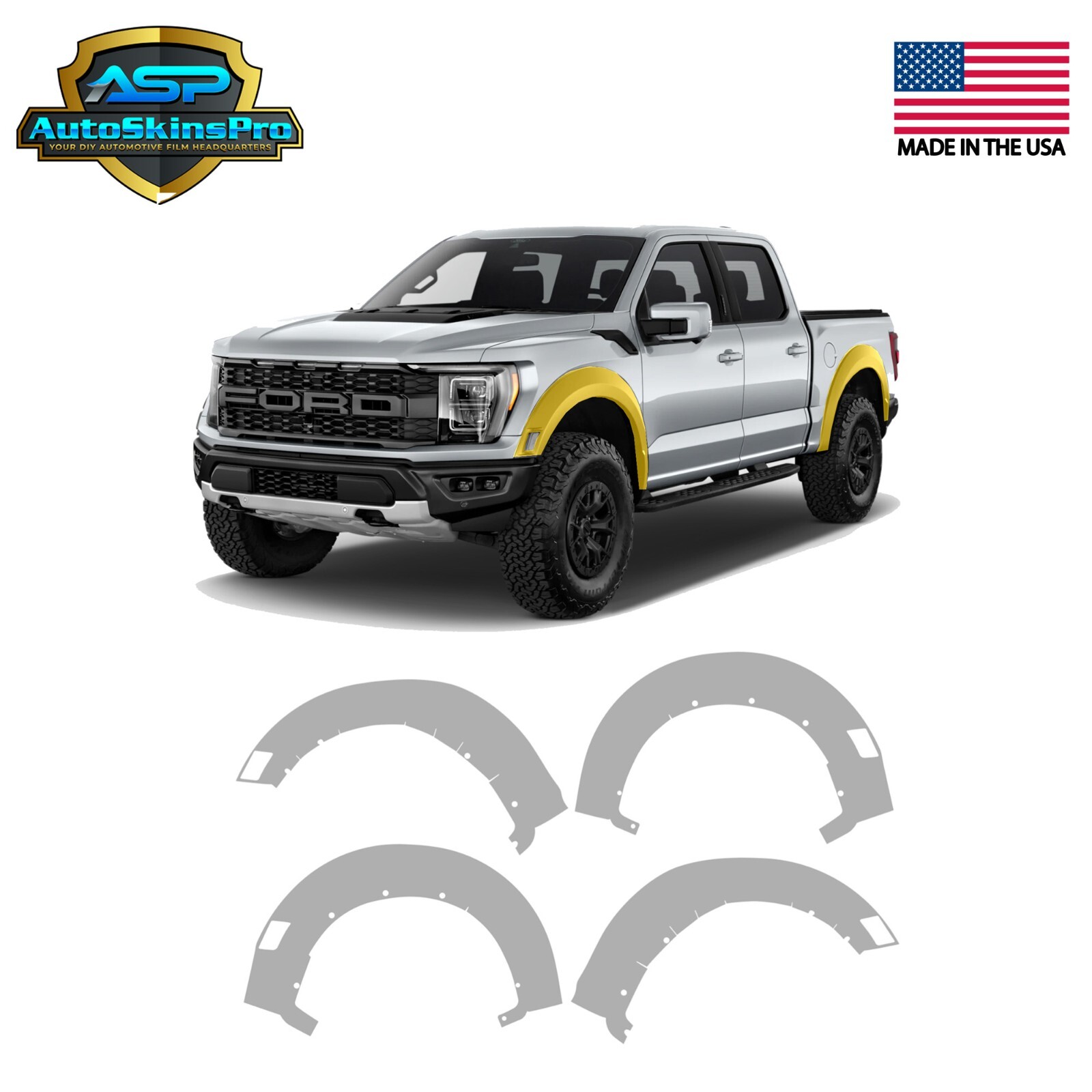 Precut Paint Protection Film (PPF) for 2021-2025 Ford F-150 Raptor Fender Flares Precut Paint Protection Film (PPF) for 2021-2025 Ford F-150 Raptor Fender Flares