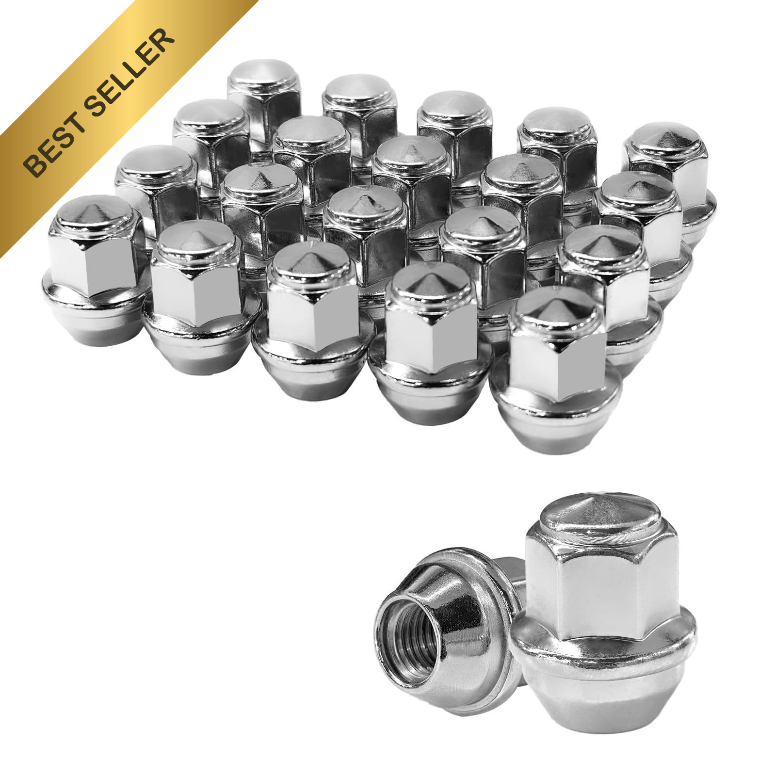 20pcs OEM M12x1 5 Chrome Acorn Wheel Lug Nuts Fits Focus Fusion Escape EcoSport 