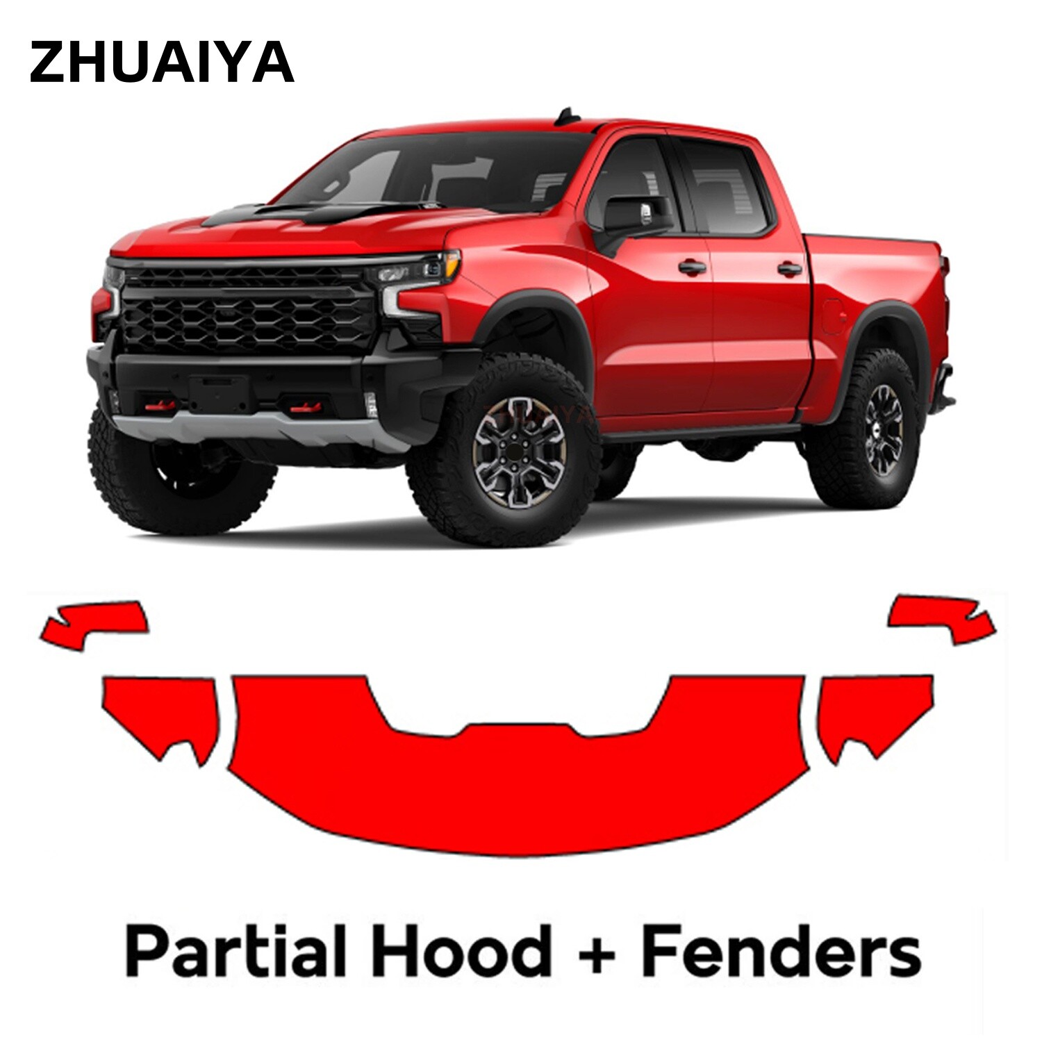 Hood Precut PPF Paint Protection Film For Chevrolet Silverado ZR2 2022-2026 TPU
