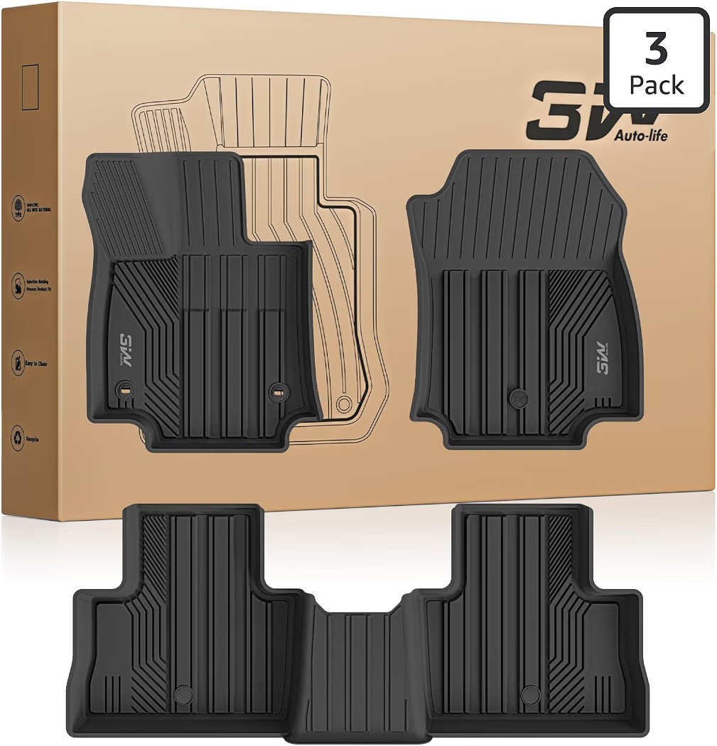 ​3W All-Weather Floor Mats For 2019-2025 Toyota RAV4 Custom TPE Liners Full Set