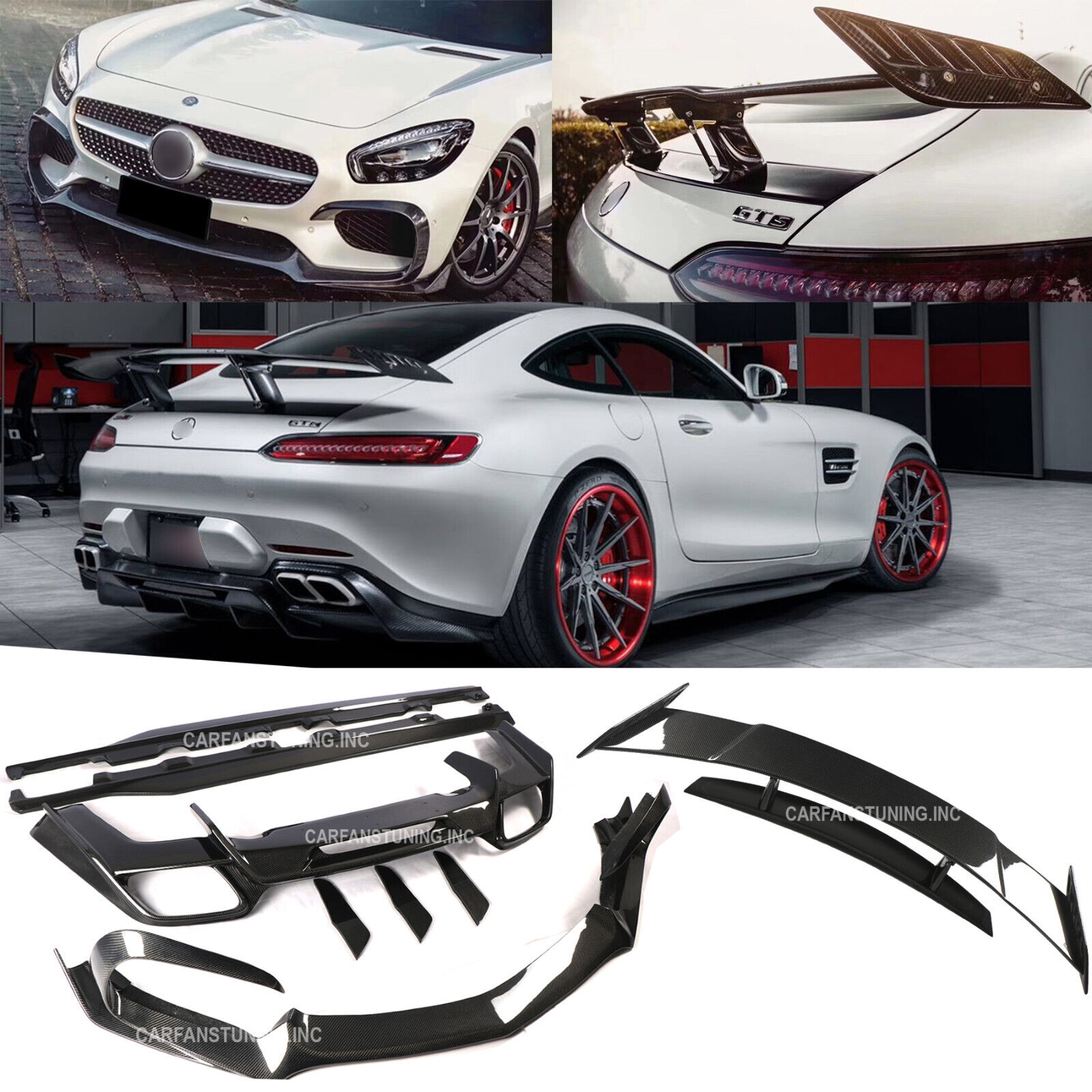 For Benz AMG GT/GTS 15-17 Carbon Fiber Front Lip Spoiler Diffuser Side Bodykits