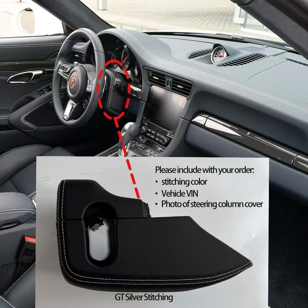 PORSCHE 911 991 981 718 Automatic adjustment LEATHER STEERING COLUMN COVER