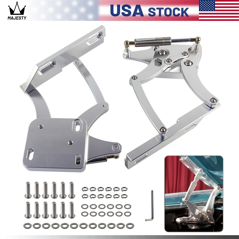 Billet Hood Hinge Kit Pair Left and Right Side For Ford Mustang 1967-1969 Silver