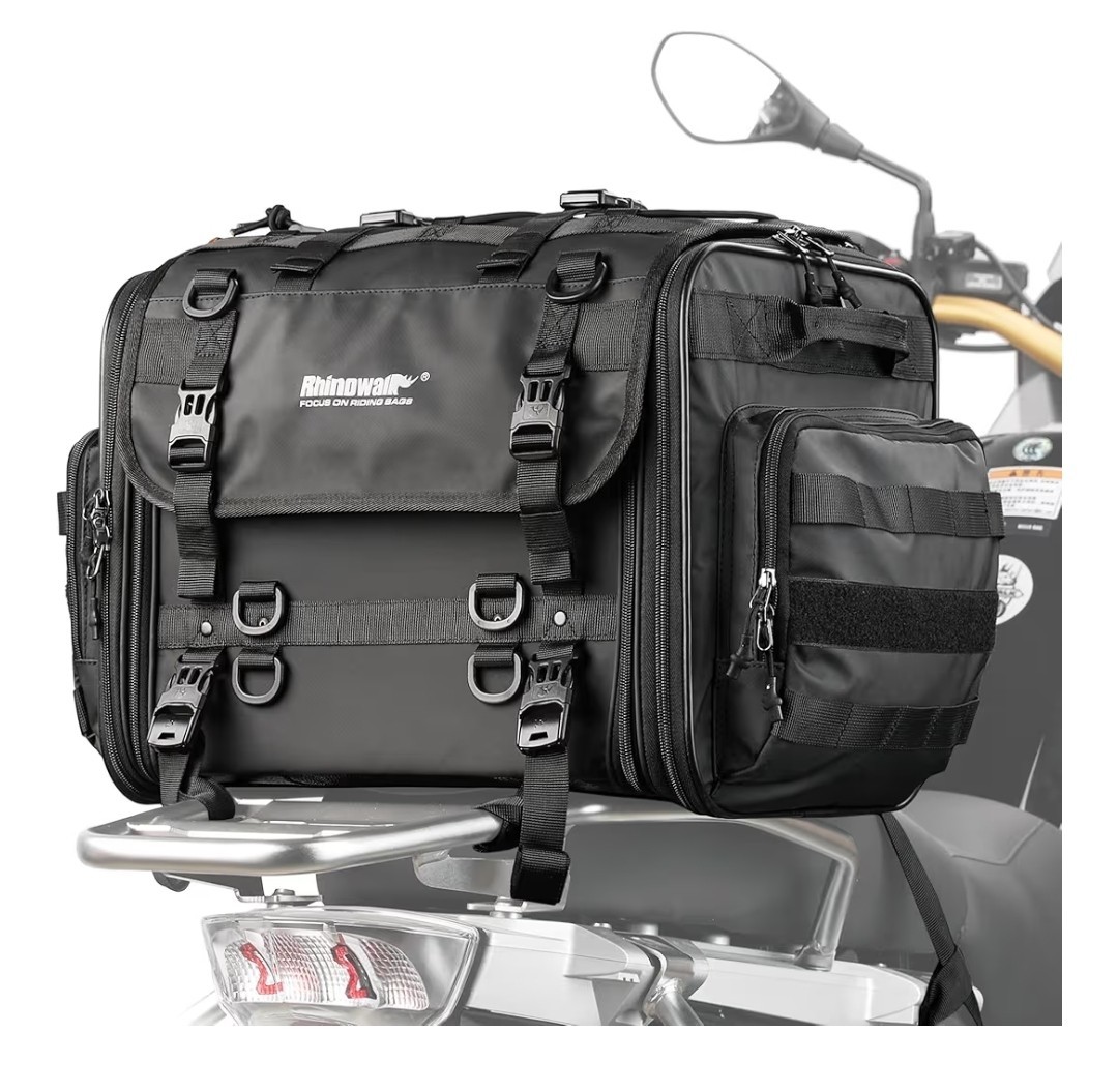Rhinowalk MT4060BK 40-60L Expandable Motorcycle Tail Bag Rain Cover Straps
