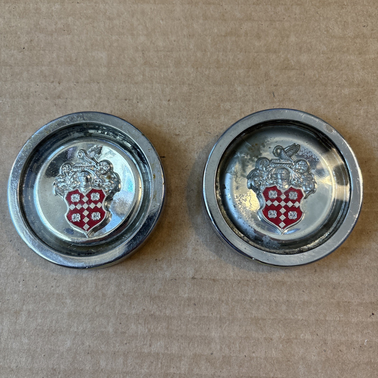1955 1956 Vintage Packard Crest Emblem Badge - Set Of 2
