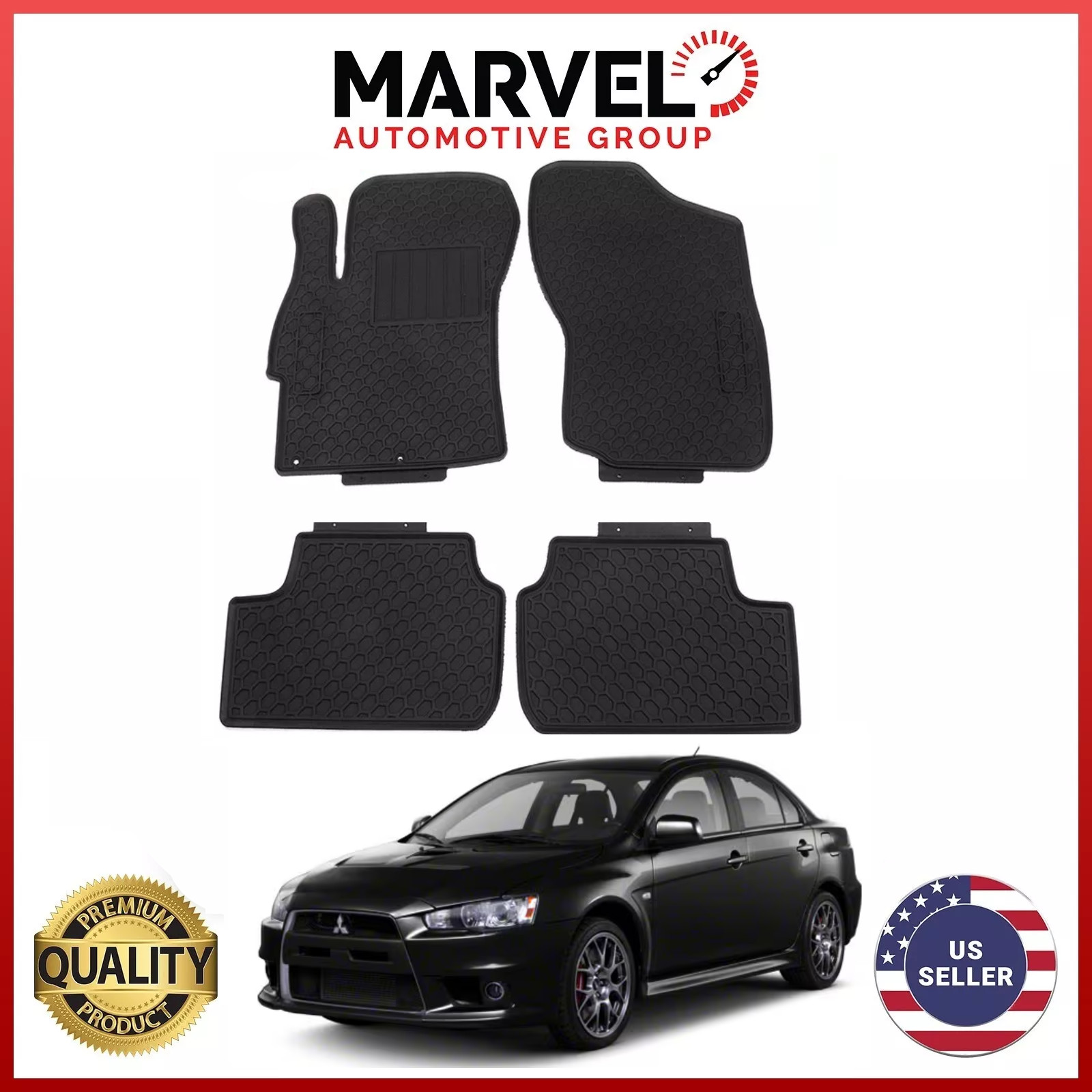 For Mitsubishi Lancer 2008-2016 Black All Weather Floor Mats Liners