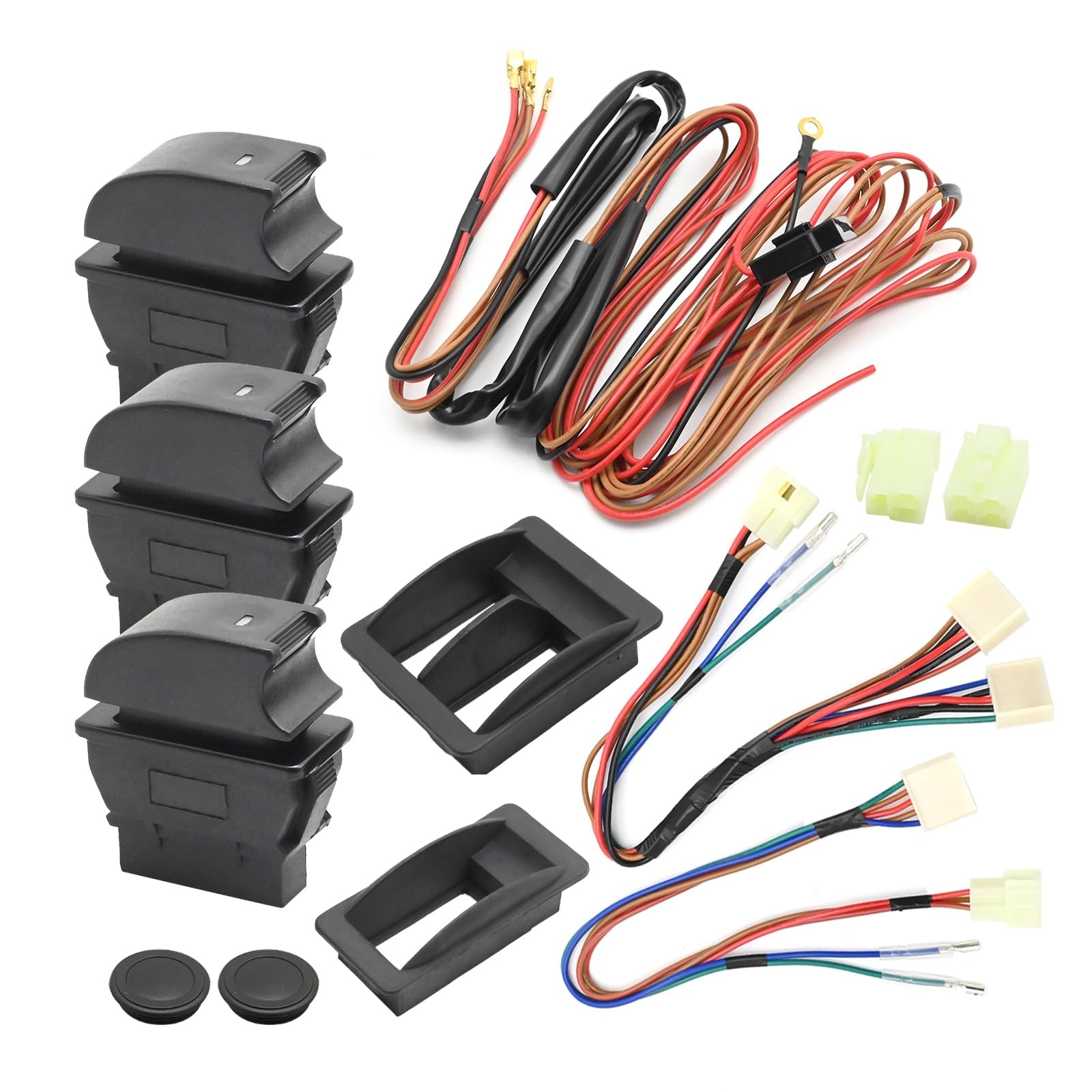 MDEOOSKY 12V Universal Power Windows Switch Kit, Plastic Wiring Black, Red MDEOOSKY 12V Universal Power Windows Switch Kit, Plastic Wiring Black, Red