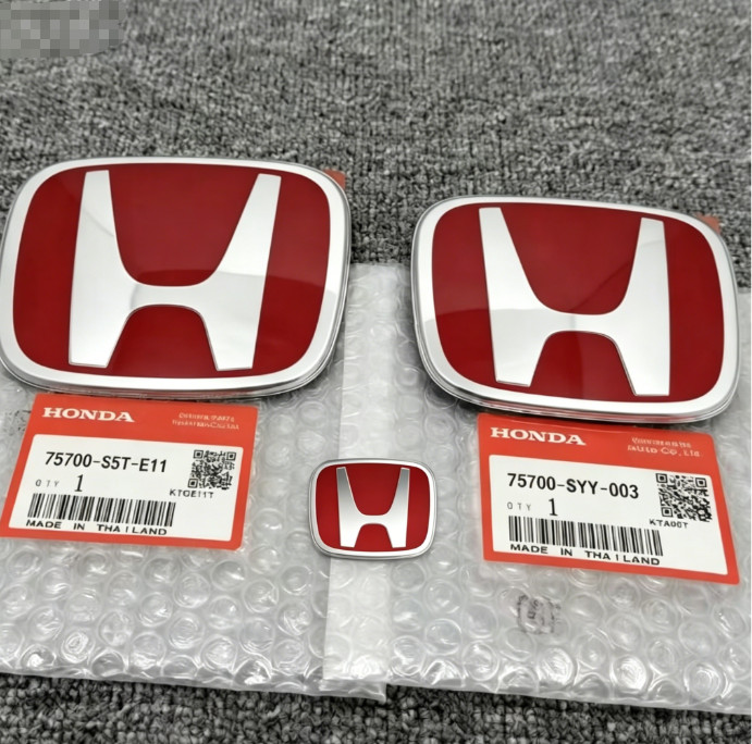 3PC For HONDA CIVIC 2016-2021 Front Rear Badge Steering Red Emblem NEW ⭐