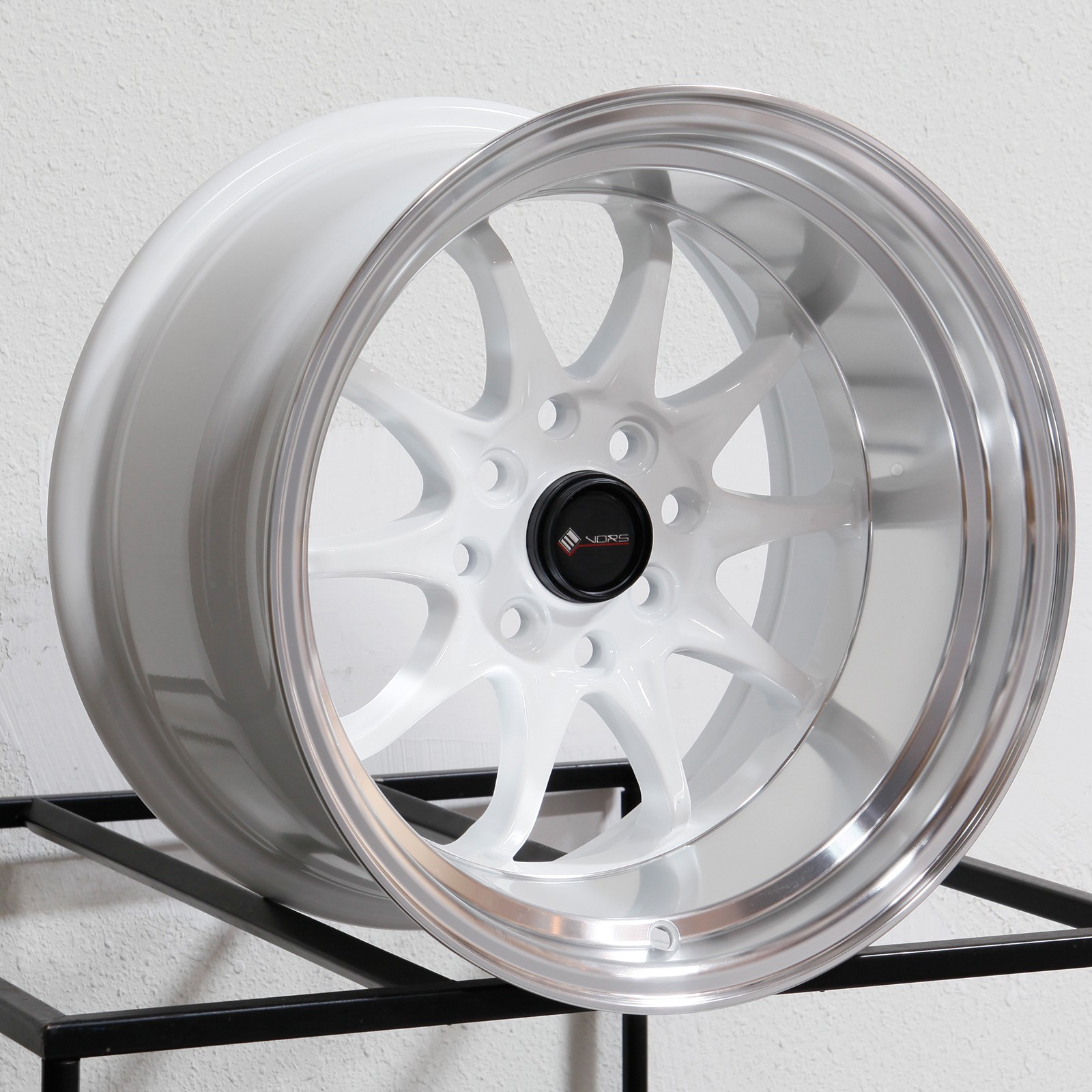 15x8/15x9 Vors TR3 4x108 0/0 White Wheels Rims Set(4) 73.1