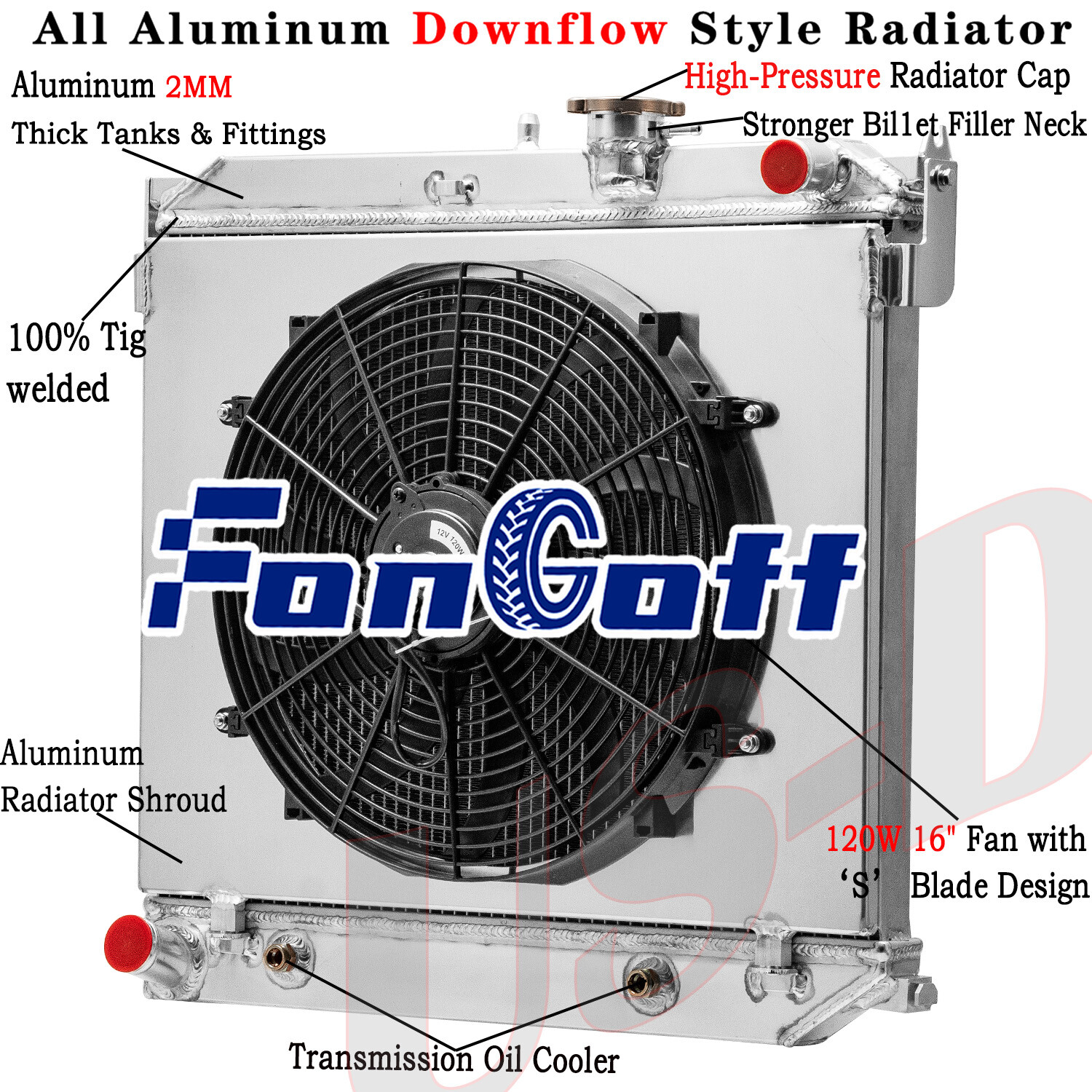 2 Row Radiator Shroud Fan Fit 2004-2012 GMC Canyon Chevy Colorado Isuzu i-350 AT