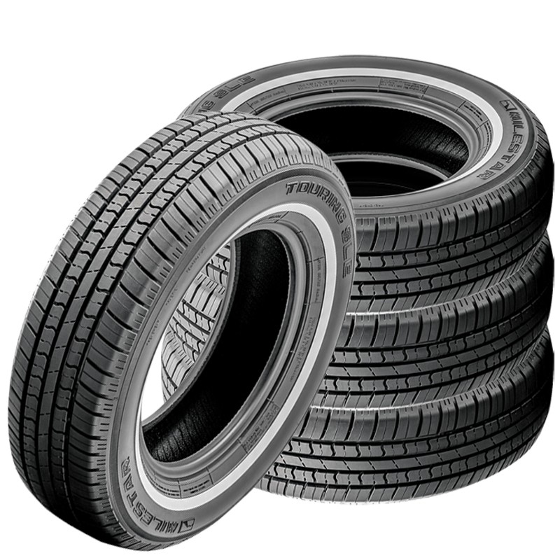 4 Milestar MS775 155/80R13 79S Tire White Side Wall Classic Vintage All Season