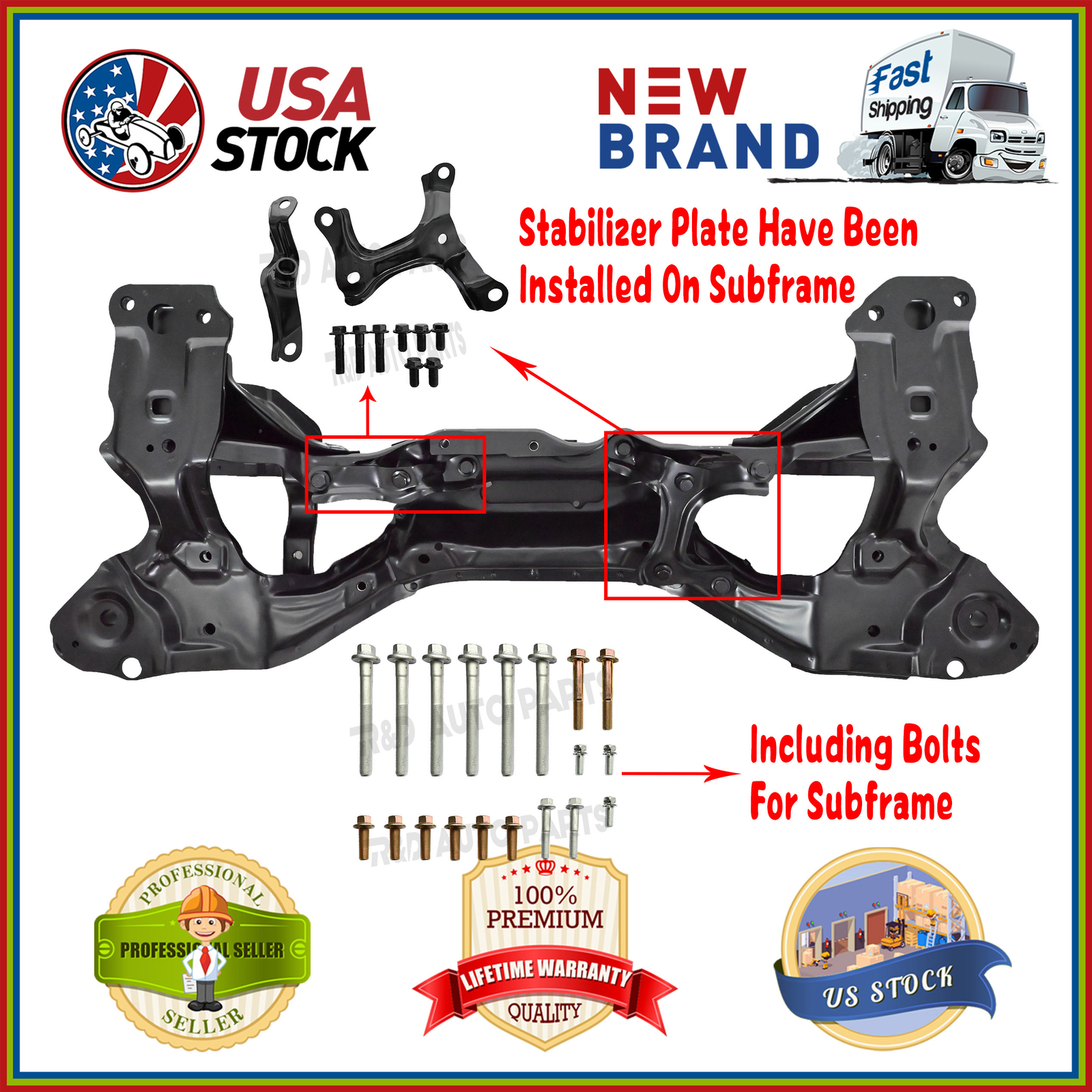 Front Subframe Back/Rear Beam Crossmember for 98-02 Honda Accord 2.3L W/Bolts Front Subframe Back/Rear Beam Crossmember for 98-02 Honda Accord 2.3L W/Bolts
