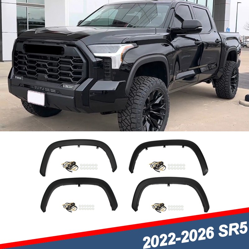 For 2022-2025 2026 Toyota Tundra Black Fender Flares Kit Wheel Arch Molding 4pcs