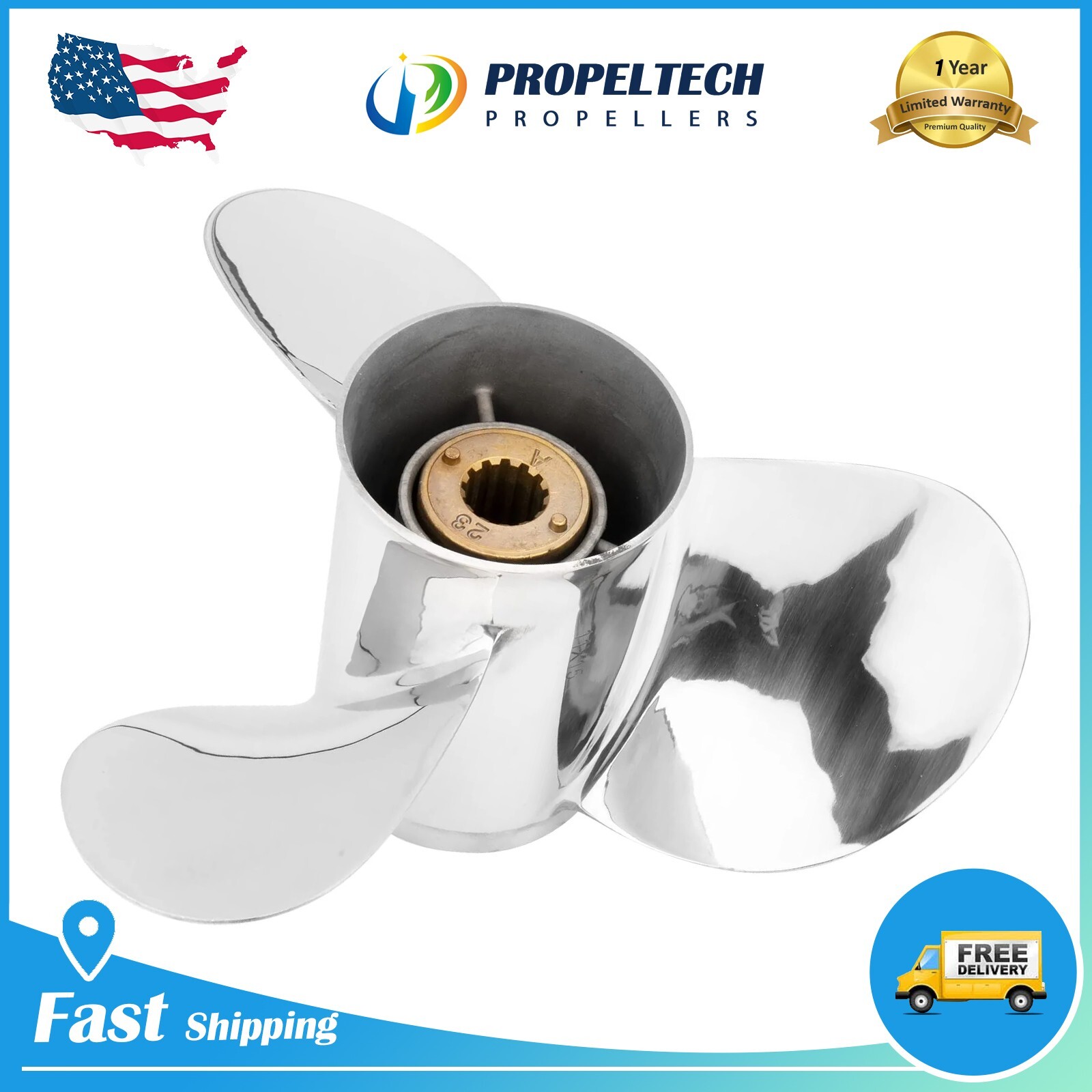 Stainless Propeller 10 3/8x14 For Mercury Mariner Force 30-60hp 13 Tooth 10.4x14 Stainless Propeller 10 3/8x14 For Mercury Mariner Force 30-60hp 13 Tooth 10.4x14