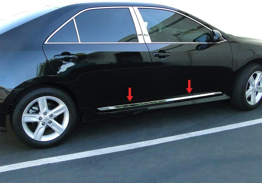 fit:2007-2011 Toyota Camry Flat Body Side Molding Trim Chrome Stainless Steel