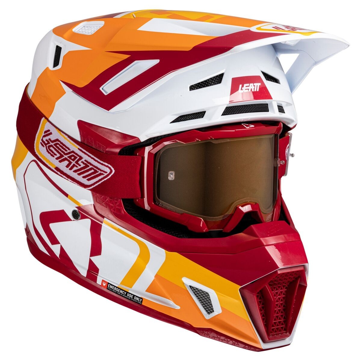Leatt Adult\'s 7.5 V25 Dirt Bike Helmet w/ Velocity 4.5 Goggles Ruby Size XL