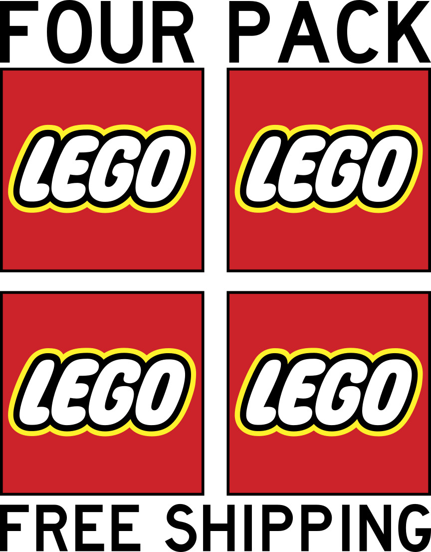 FOUR PACK RED LEGO VINYL DECAL STICKER LABEL TRUCK WALL LAPTOP 