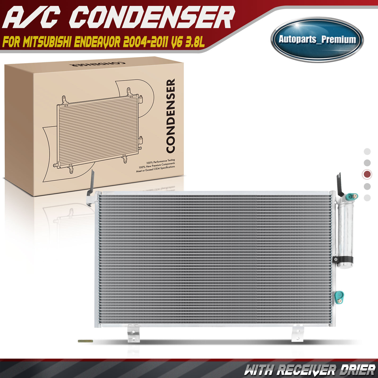 A/C Condenser w/ Receiver Drier w/ Bracket for Mitsubishi Endeavor 04-08 09-11