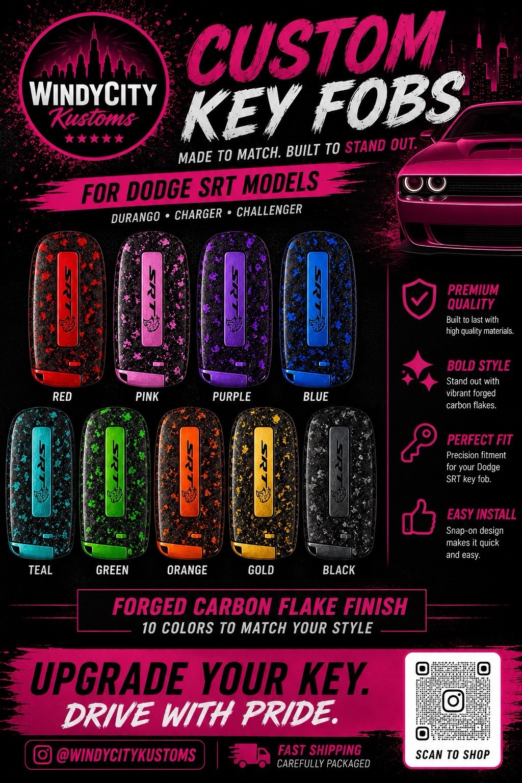 CUSTOM FORGED CARBON DODGE KEYFOB CUSTOM FORGED CARBON DODGE KEYFOB