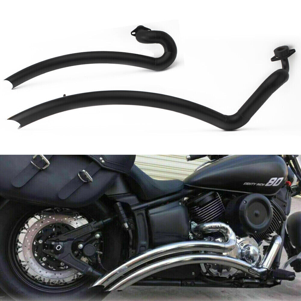 Black Shortshots Staggered Exhaust Pipe For Yamaha V Star 1100 XVS1100 1999-2009