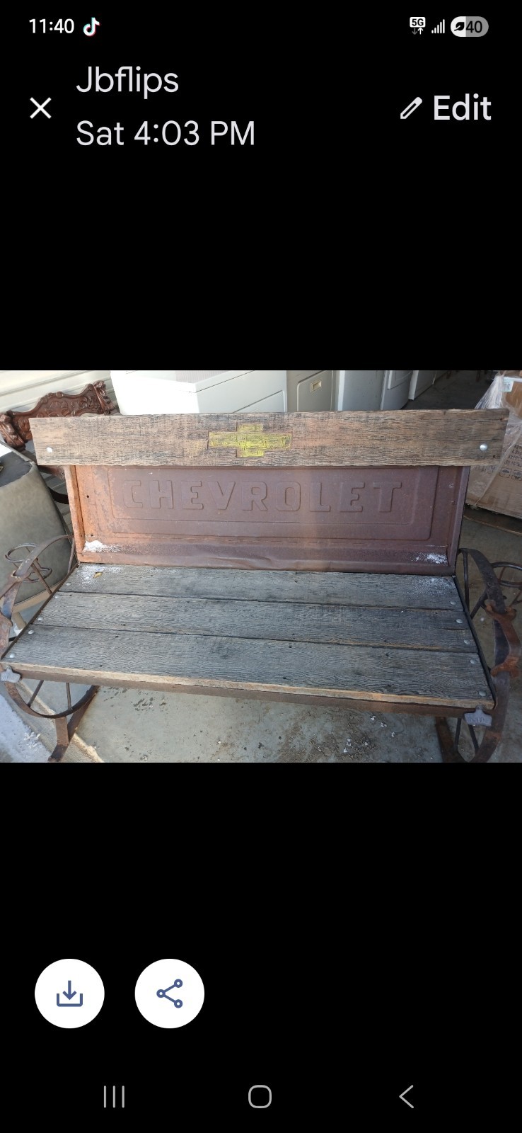 Vintage 40's-50's Chevy Tailgate Bench Vintage 40's-50's Chevy Tailgate Bench