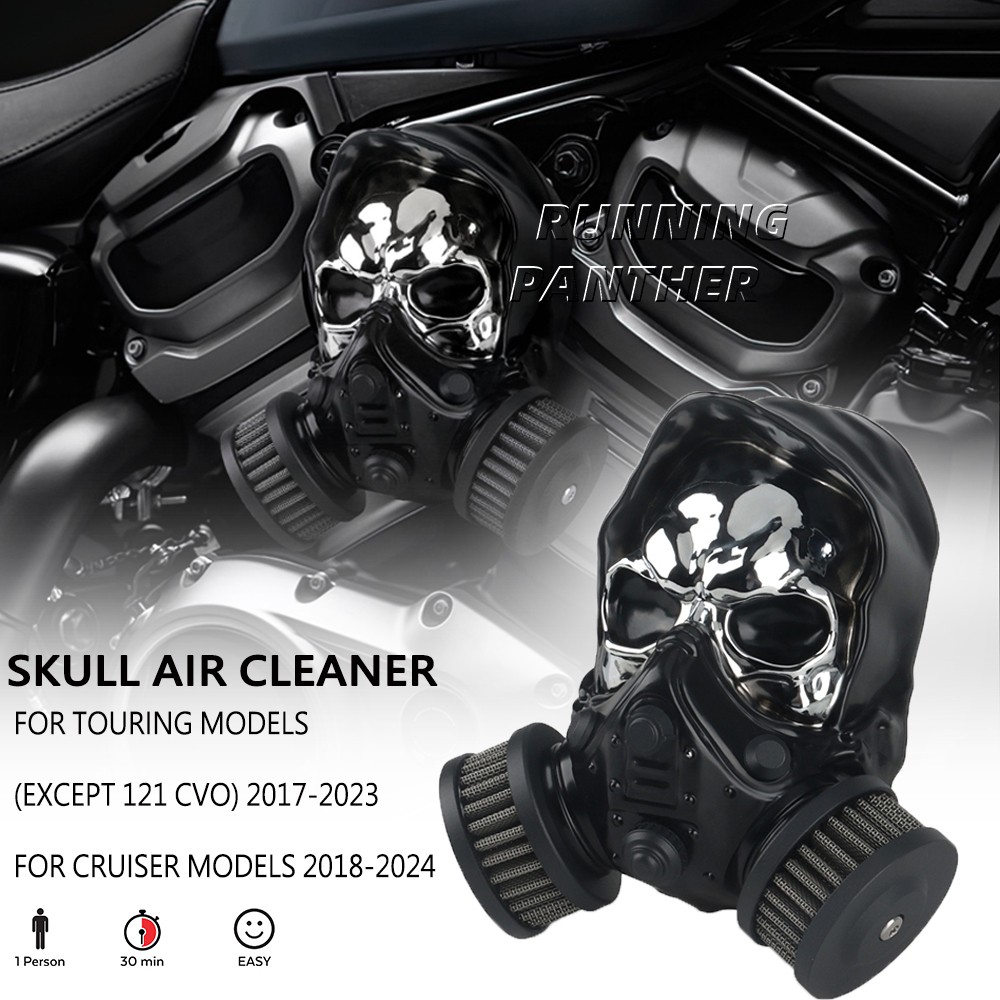 Skull Air Cleaner Filter Intake Kit For Road Glide King Street Glide 2017-2023