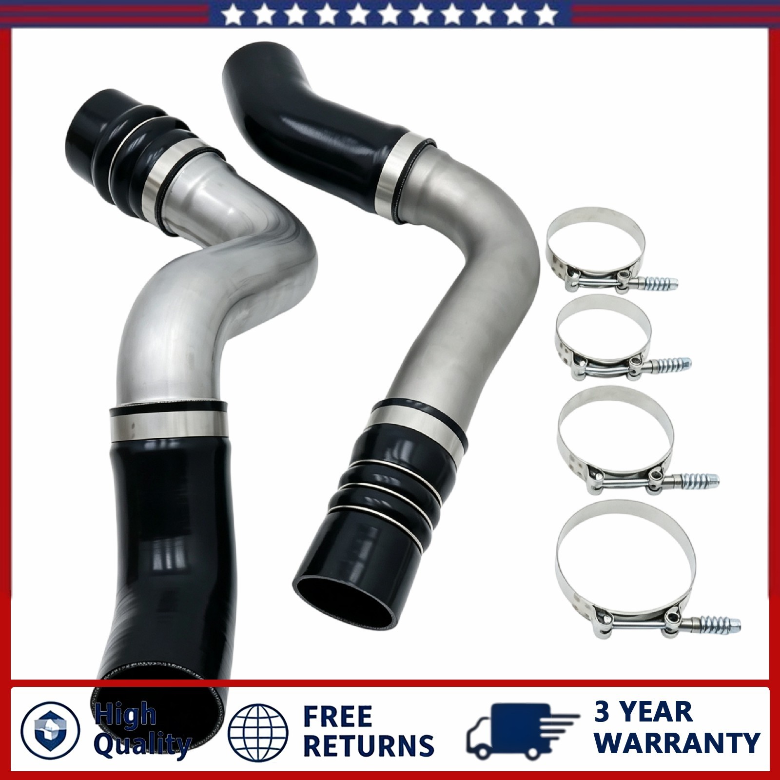 2Pcs Turbocharger Intercooler Hose For 2019-2024 Ram 2500 3500 4500 5500 6.7L