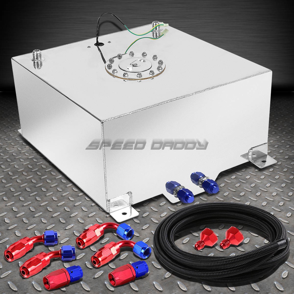 15 GALLON POLISHED ALUMINUM FUEL CELL TANK+CAP+LEVEL SENDER+NYLON FUEL LINE KIT 15 GALLON POLISHED ALUMINUM FUEL CELL TANK+CAP+LEVEL SENDER+NYLON FUEL LINE KIT
