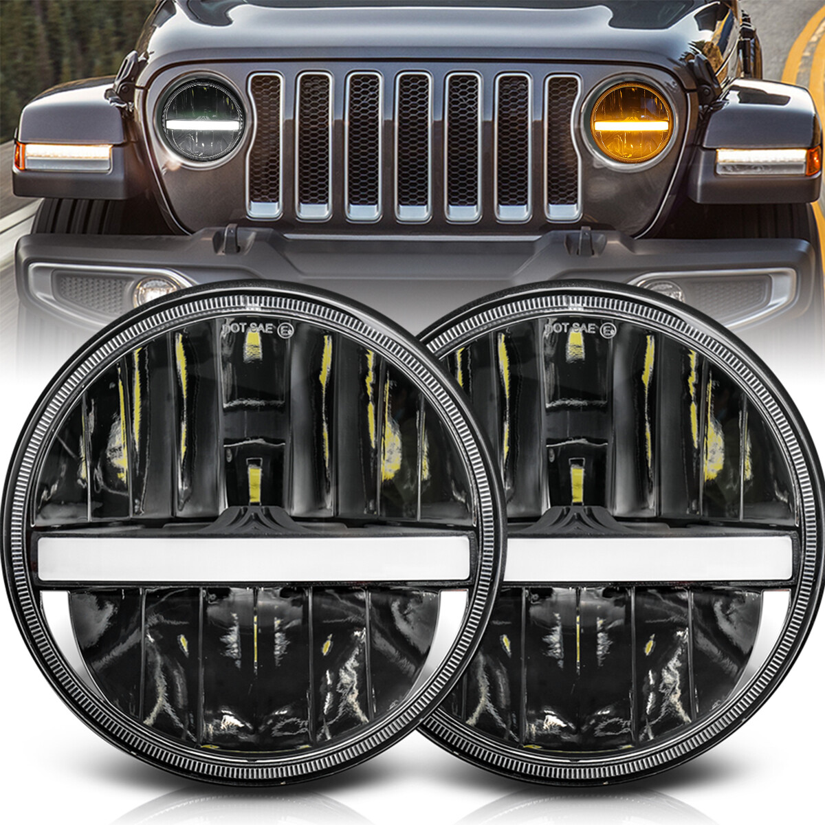 7 inch LED Headlight Round 6024 led headlight with Amber White DRL for Jeep 7 inch LED Headlight Round 6024 led headlight with Amber White DRL for Jeep
