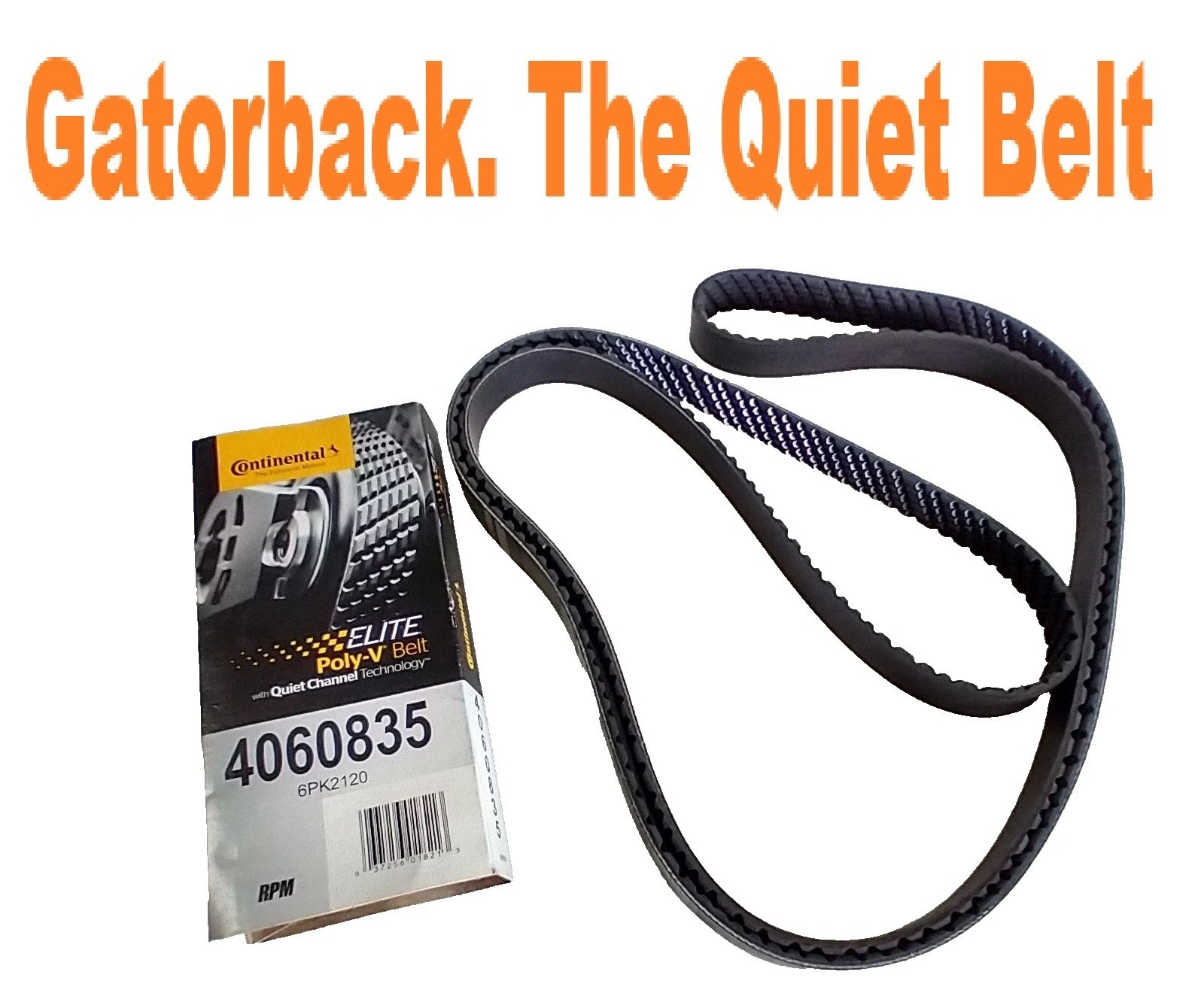 Serpentine Poly-V Belt Quiet Belt Gatorback CONTINENTAL ELITE 4060835, 6PK2120
