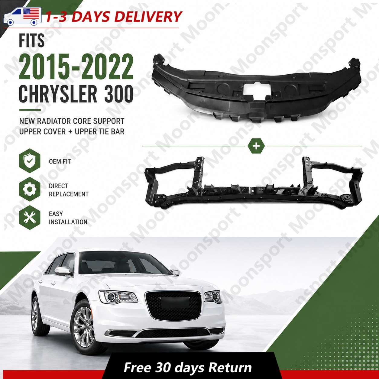 Fit 2015-2022 Chrysler 300 Radiator Core Support Upper Cover + Upper Tie Bar New Fit 2015-2022 Chrysler 300 Radiator Core Support Upper Cover + Upper Tie Bar New