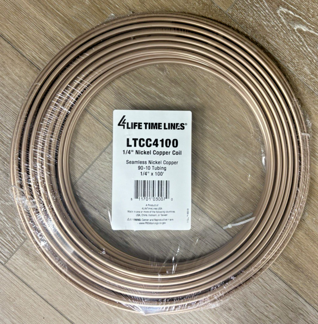 4LIFETIMELINES 1/4 Inch x 100 Ft Copper Nickel Brake Line Tubing Coil NEW