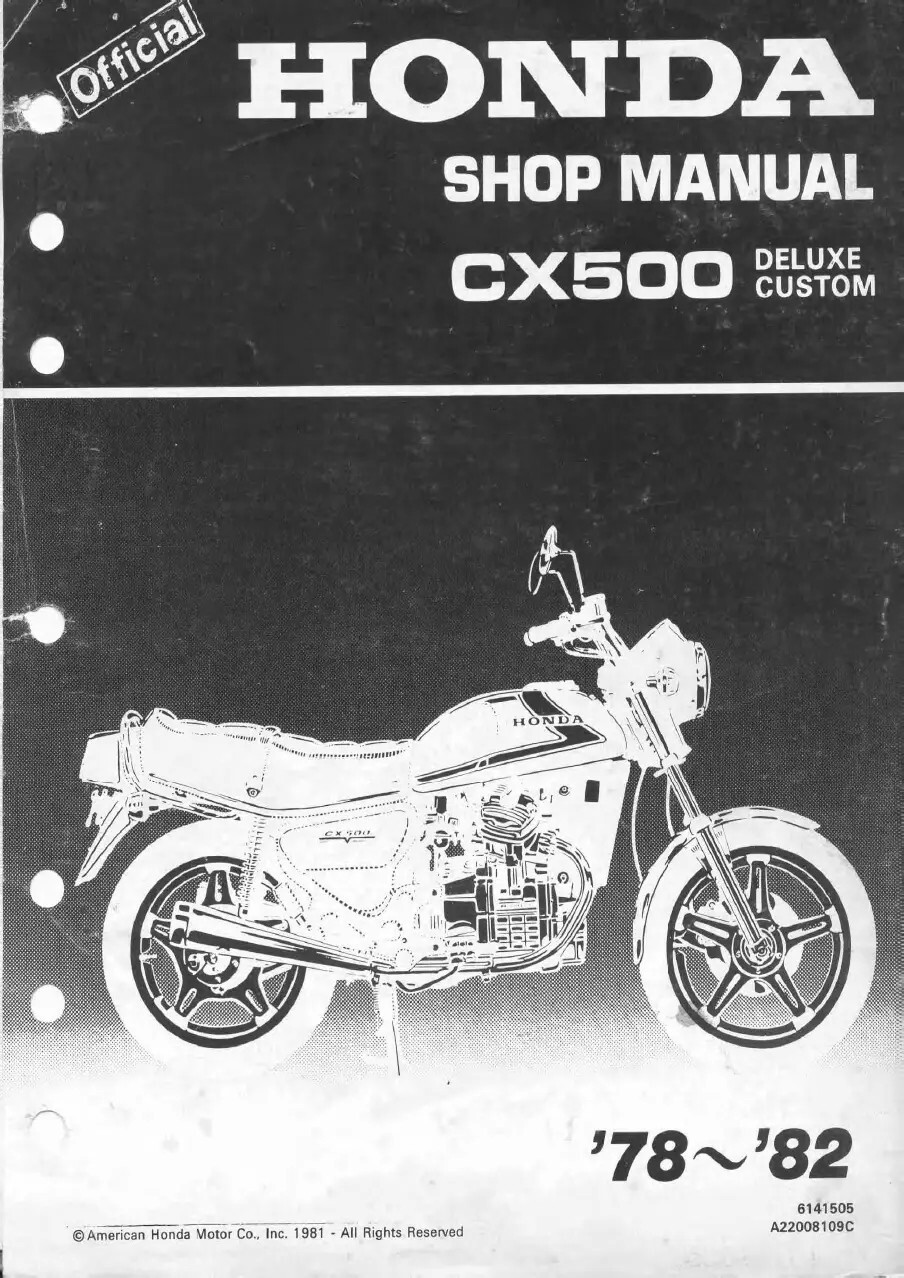 OEM Service Repair Shop Manual Honda cx500 1978-1982 Deluxe Custom COMB BOUND OEM Service Repair Shop Manual Honda cx500 1978-1982 Deluxe Custom COMB BOUND
