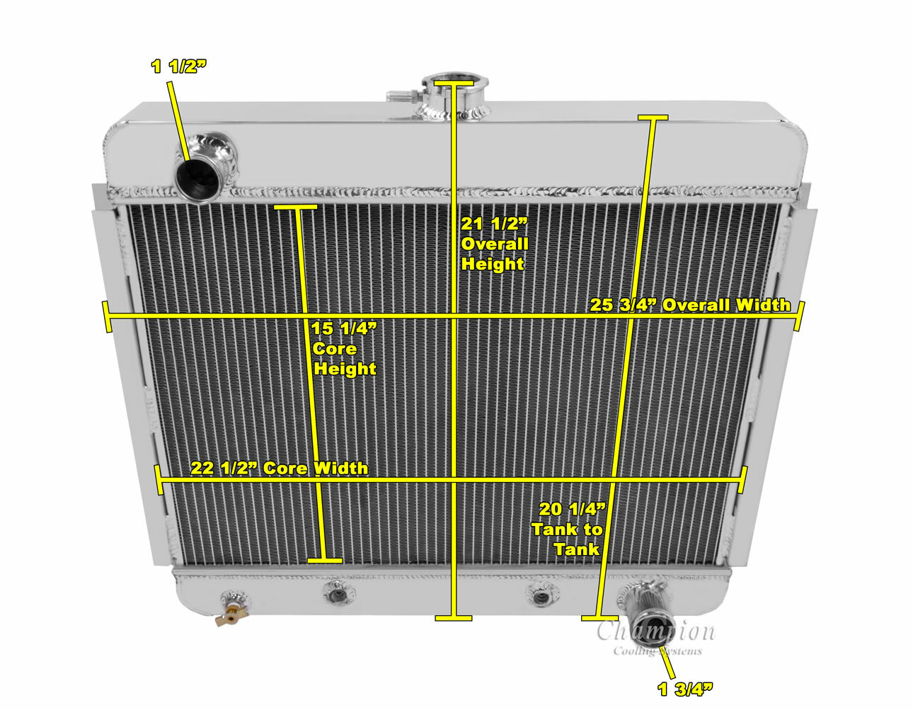 AAR Champion 4 Row Radiator for 1966 1967 Chevrolet Chevy II Nova V8 Conversion