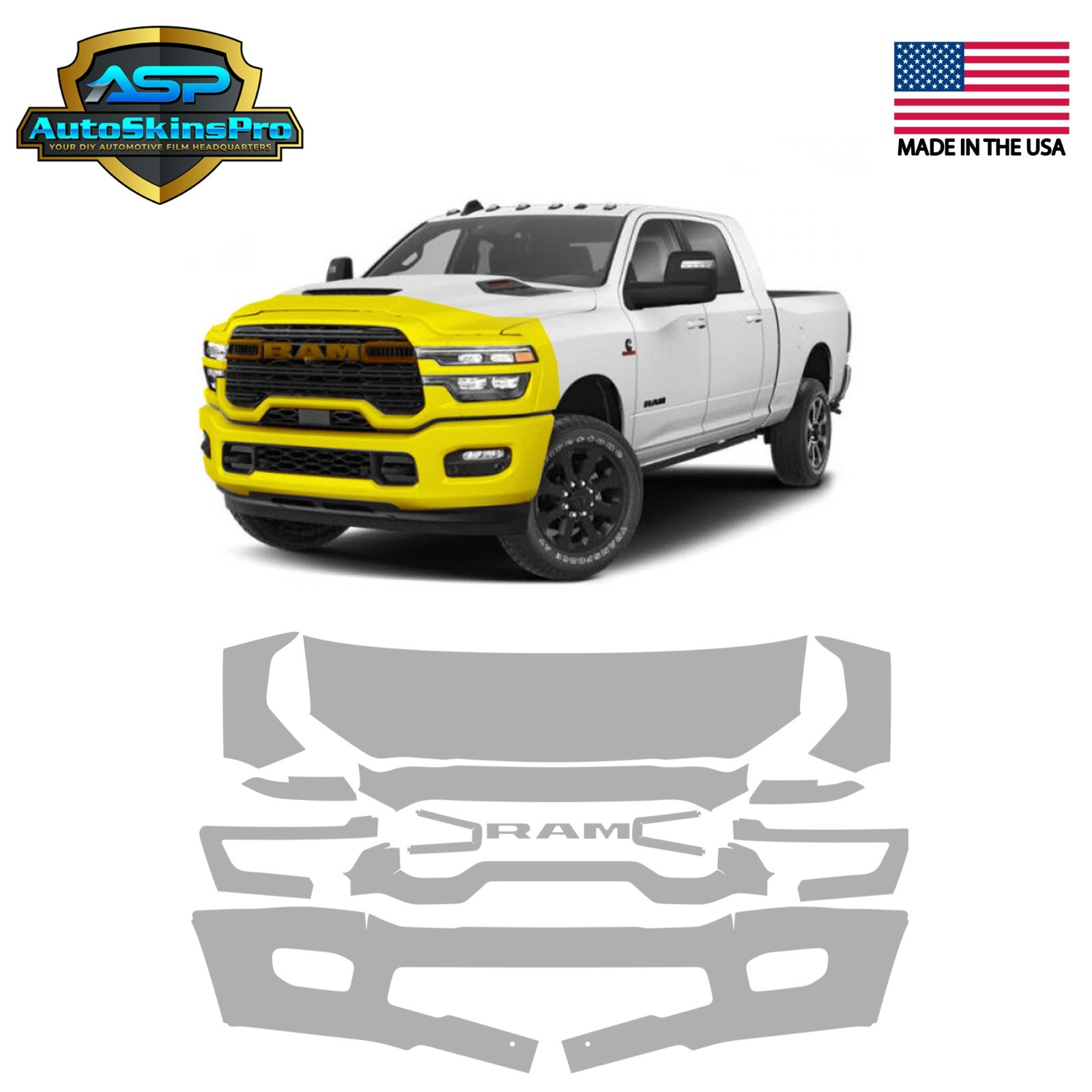 Precut Paint Protection Film (PPF) for 2025-2026 Ram 2500 / 3500 Partial Front Precut Paint Protection Film (PPF) for 2025-2026 Ram 2500 / 3500 Partial Front