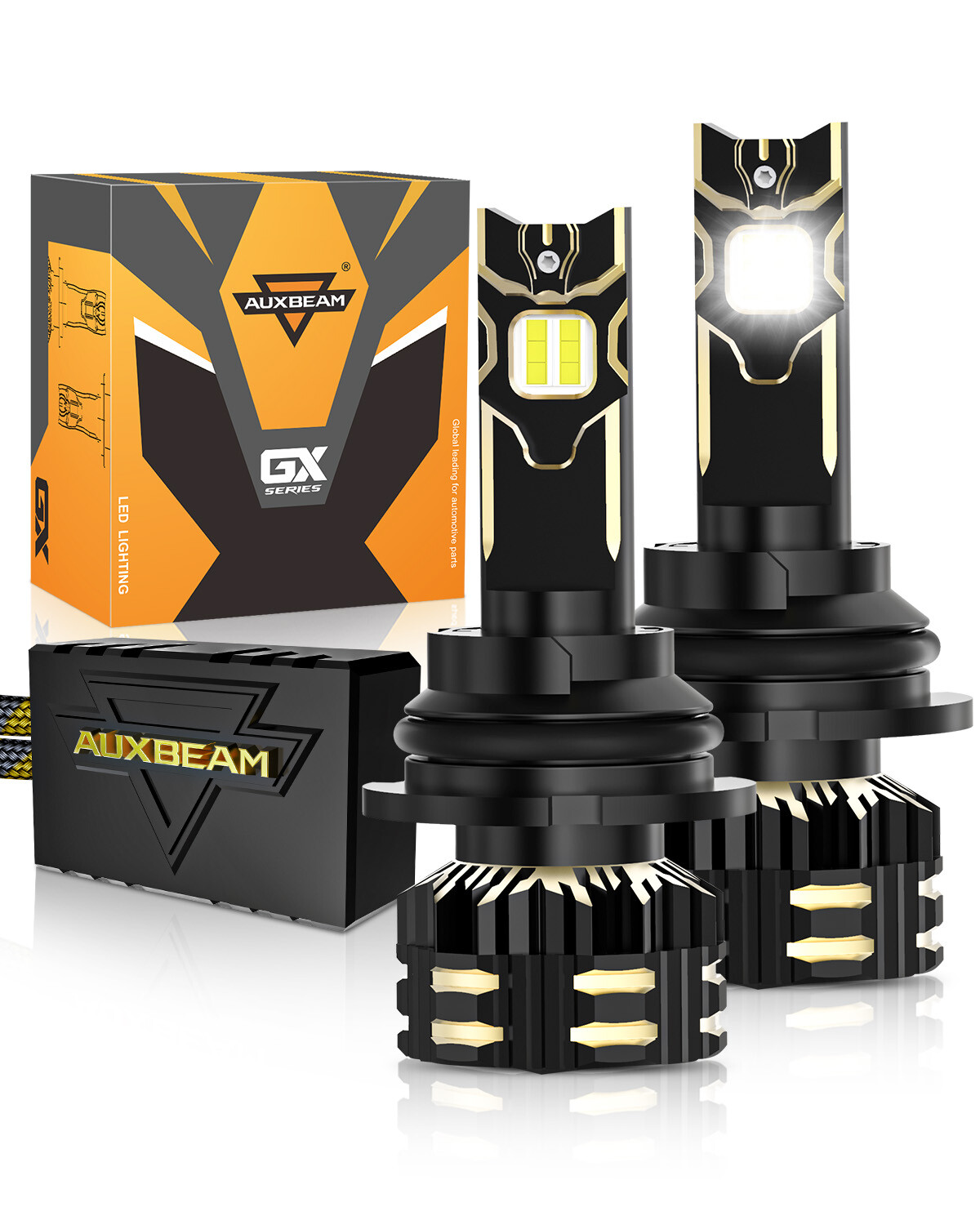 AUXBEAM GX 9004 LED Headlight Bulbs Dual High Low Beam 6500K White 120W Canbus