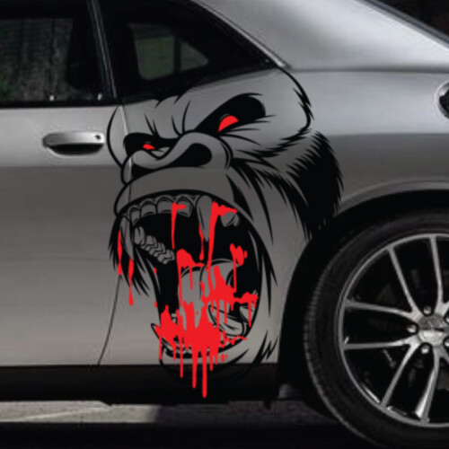 2x Gorilla King Kong Side Hood Decal Car Truck Vehicle Graphic Tailgate Pickup