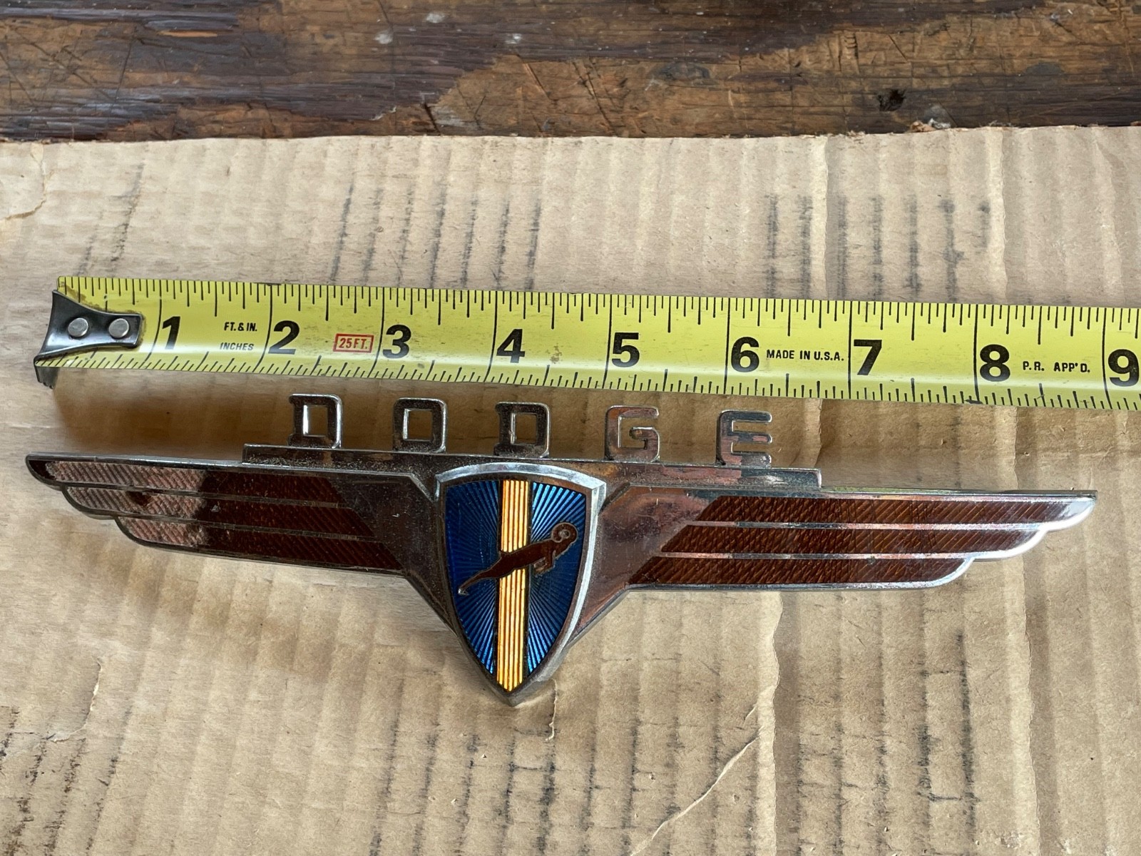 1940 DODGE truck sedan coupe hood trunk emblem OEM enamel used